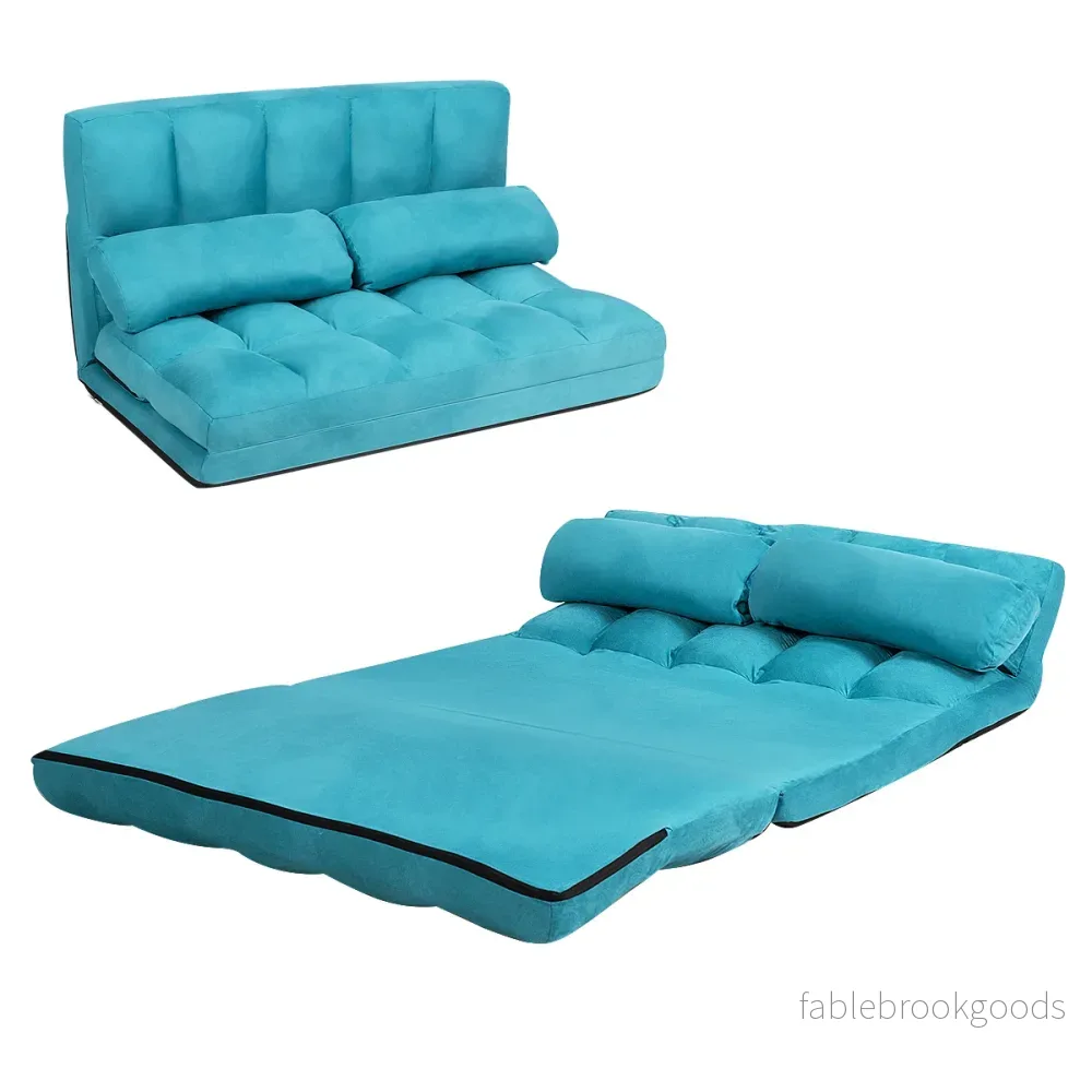 Golvsoffa – Justerbar bäddsoffa Lazy med kuddar – 2 – Blå - Bild 2