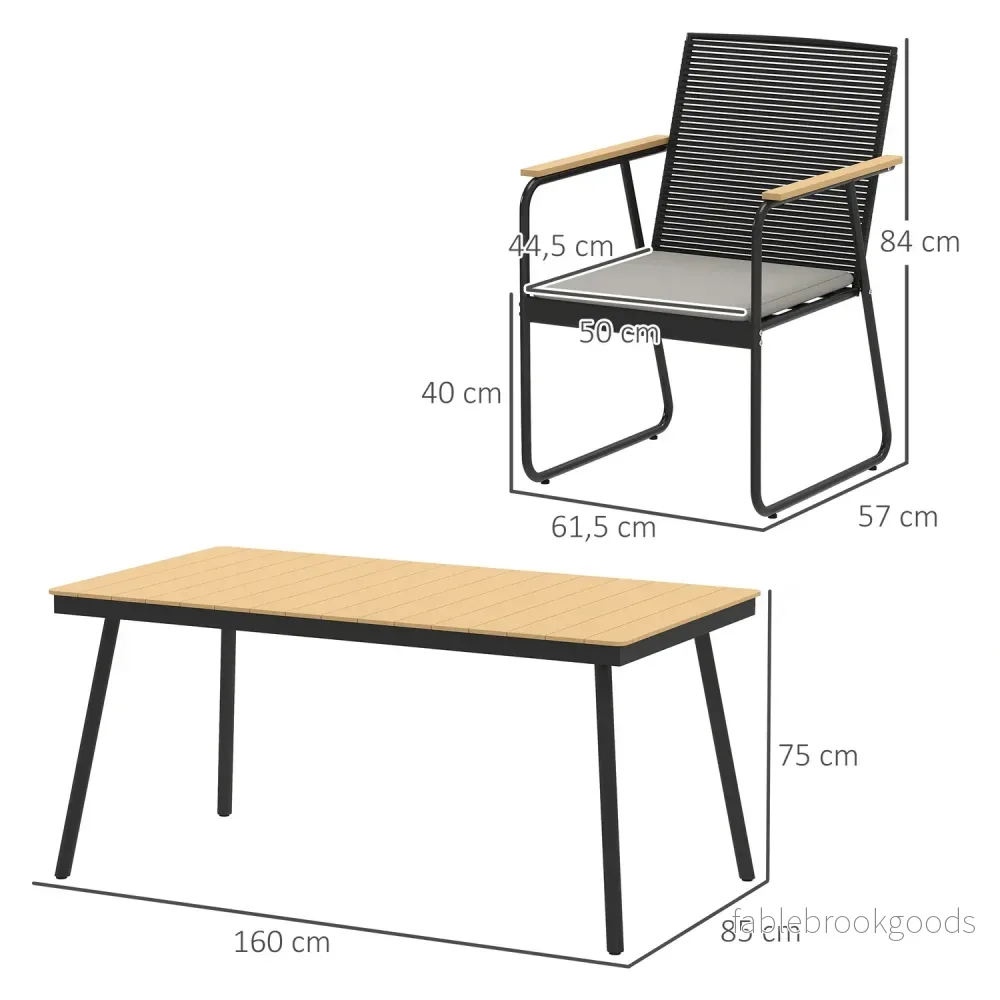 7-delat matsalsset i metall för 6 – inomhus/utomhusbruk - Bild 3