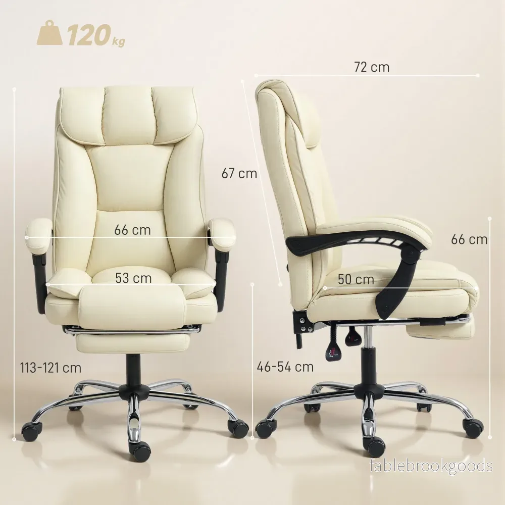 Ergonomisk kontorsstol med fotstöd, konstläder, beige/svart - Bild 3