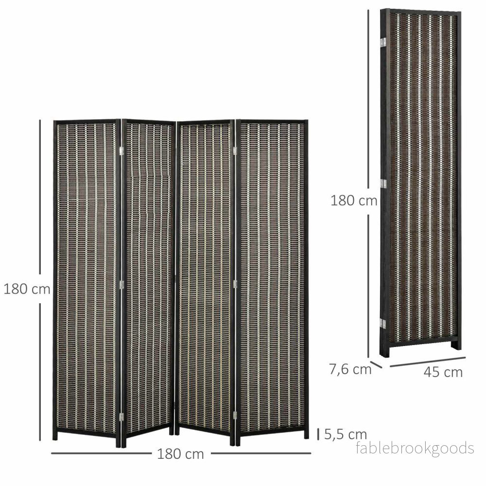 Rumsavdelare av bambu, 4-panel, 180x180 cm, Vikbar Brun - Bild 3