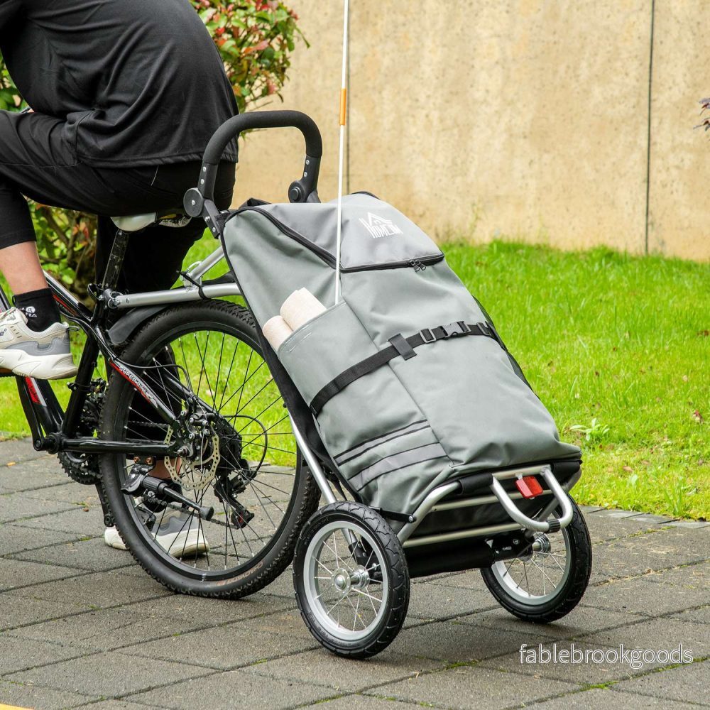 Cykellastvagn och kundvagn, 55L, aluminium, grå - Bild 2
