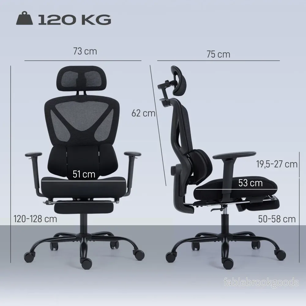 Ergonomisk kontorsstol med nät, ländryggsstöd, justerbart nackstöd - Bild 3