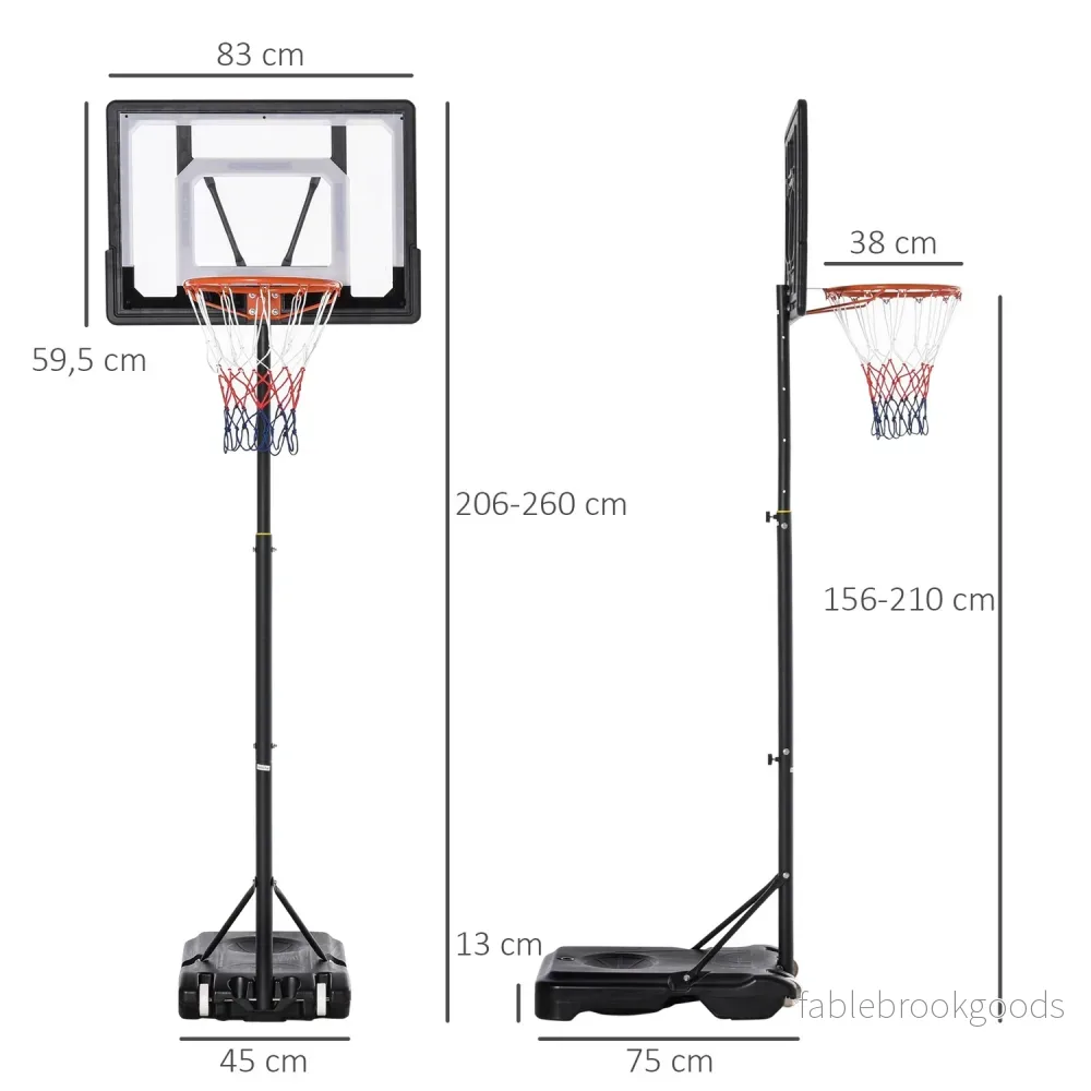 Höjdjusterbar utomhusbasketbåge med hjul, svart - Bild 2