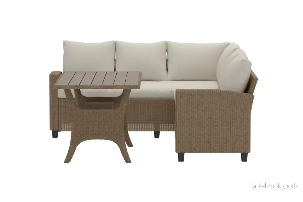 Brentwood Hörngrupp Beige – Rymlig Loungegrupp med Bord & Dynor | Venture Home - Bild 3