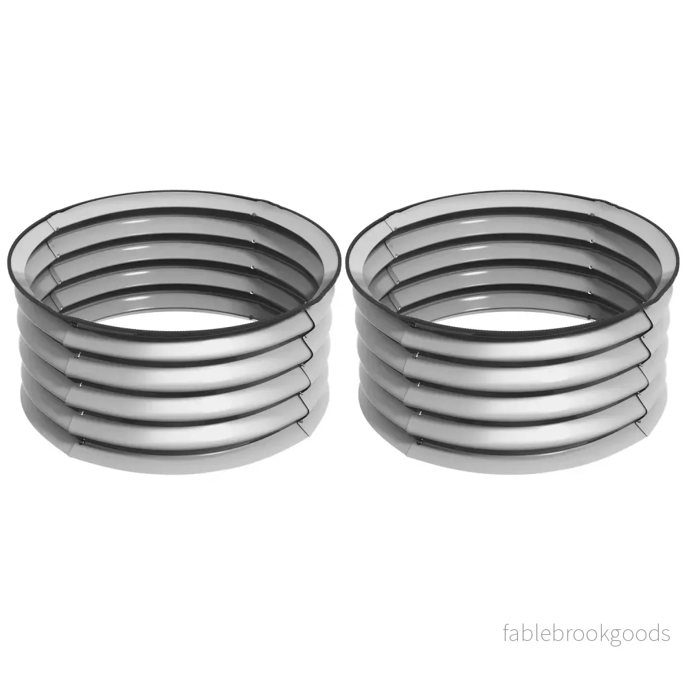 Metallupphöjda trädgårdssängar, Set om 2 – 60x60x30 cm, Silver Metallupphöjda trädgårdssängar, Set om 2 – 60x60x30 cm, Silver