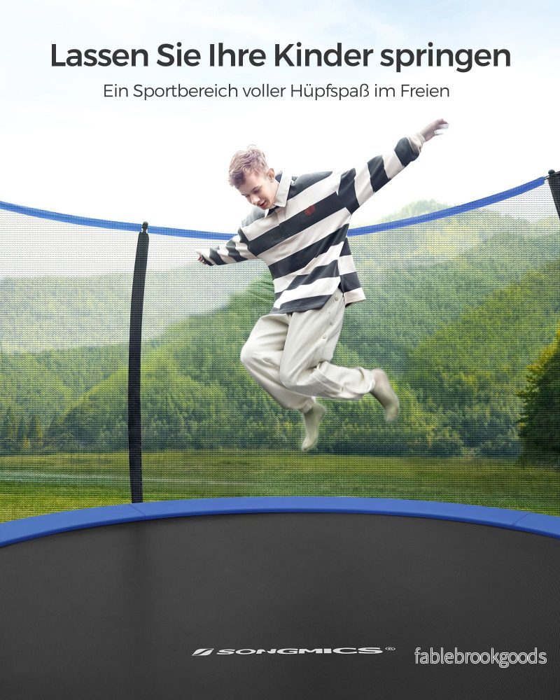 Tuintrampoline - 427 cm - Met Veiligheidsnet - Ladder - Zwart-Blauw - Bild 2