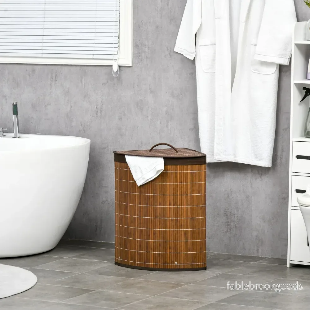 Bambu tvättkorg 55L med lock och avtagbar påse - Bild 2