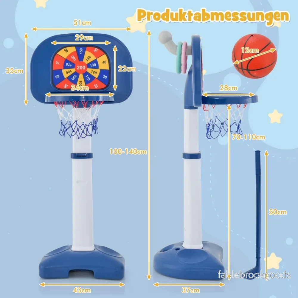 i – barnbasketbågsset Höjdjusterbart basketställ med ringkast – 4 1 100-140 cm – Blå - Bild 3