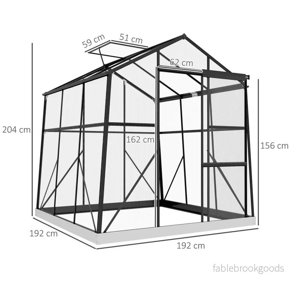 Växthus i aluminium med skjutdörr, 3,68 m², svart - Bild 3