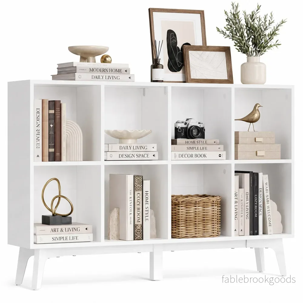 Boekenkast – 8 Vakken – 120 x 77 cm – Smal – Wolkenwit