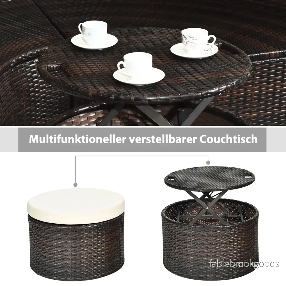 Rund – dagbädd utomhus med utfällbar kapell – 192 x 177 x 146 cm – Beige - Bild 3