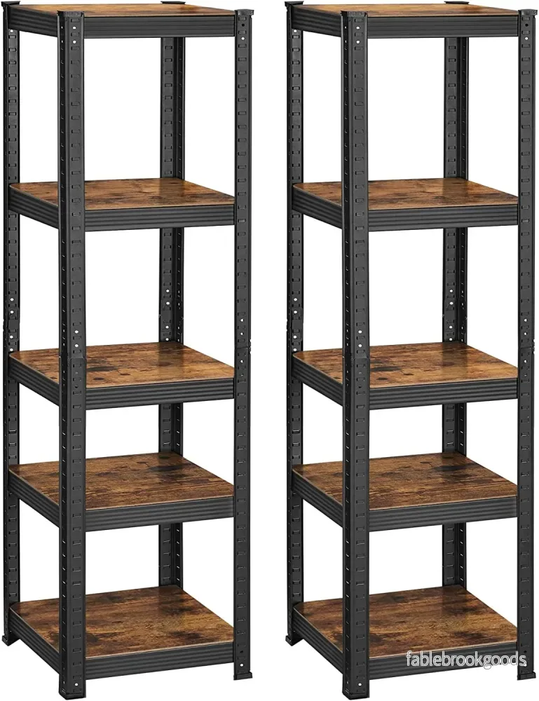 Förvaringsställ – Set med 2 – 5 hyllor – Vintage brun-svart Förvaringsställ – Set med 2 – 5 hyllor – Vintage brun-svart