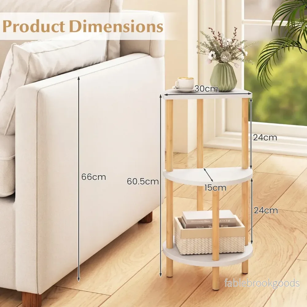 pack – sidobord våningar runt i bambu Nattduksbord Soffbord + – 2 3 – Natur + vit - Bild 2