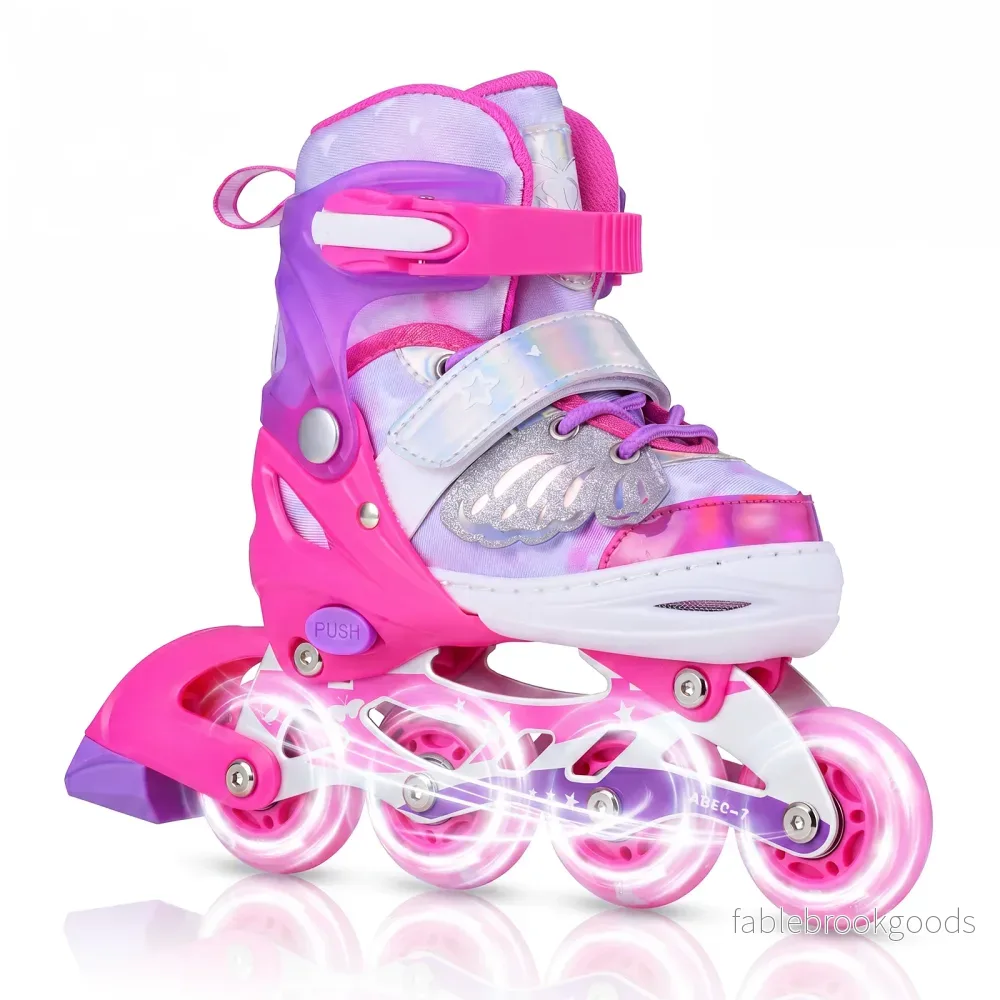 Inlineskor – För Barn Skater Storlekar Justerbara Med Lysande Hjul S – 4 – Rosa