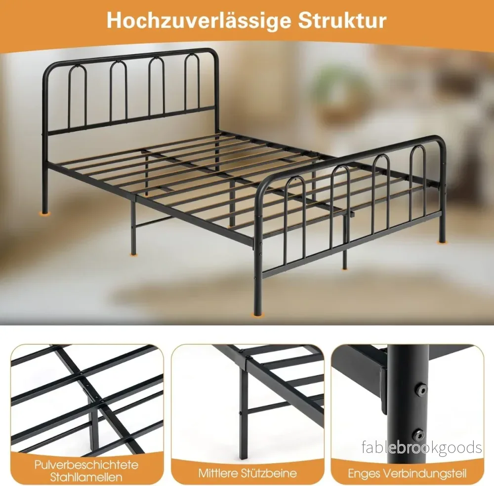 Sängstomme – i metall för madrass med lamellram och förvaringsutrymme – 190 x 140 cm – Svart - Bild 3