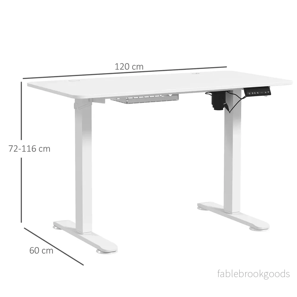 Elektriskt ståbord, justerbar höjd, 120x60cm, vit - Bild 3