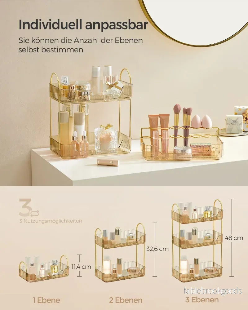 Sminkorganisator – rektangulär – presentidé – champagneguld - Bild 3