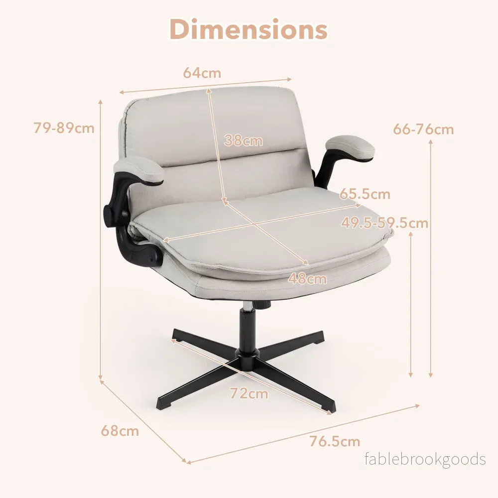 Ergonomisk – kontorsstol, höjdjusterbar skrivbordsstol med ryggstöd lastkapacitet upp till – 150 kg – Beige - Bild 2