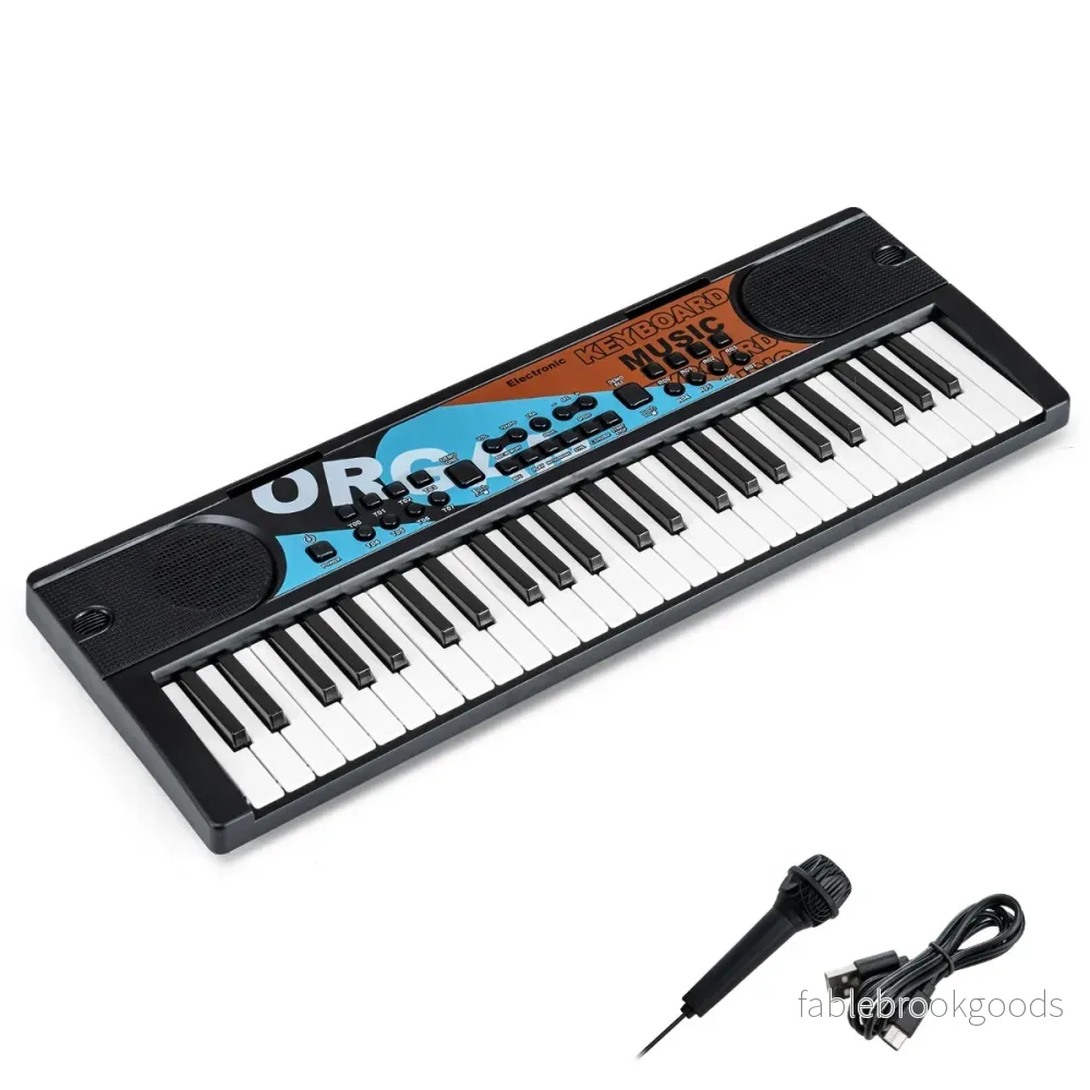 tangenter – barnpiano keyboard med rytmer och ljud Bärbart elektriskt – 49 8 8 – Svart