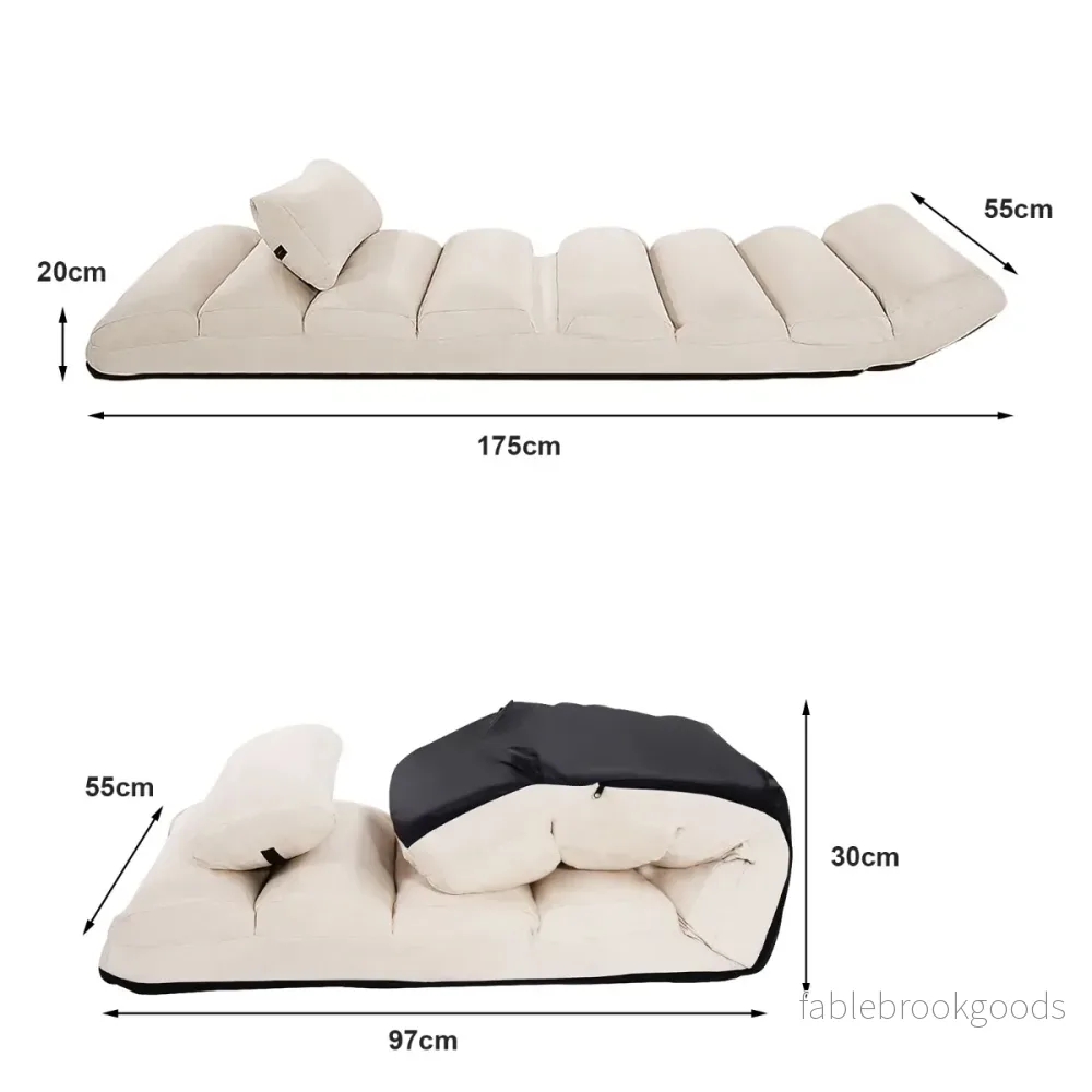 Golvstol – vägs justerbar mockaklädd – 5 175 x 55 x 20 cm – Beige - Bild 2