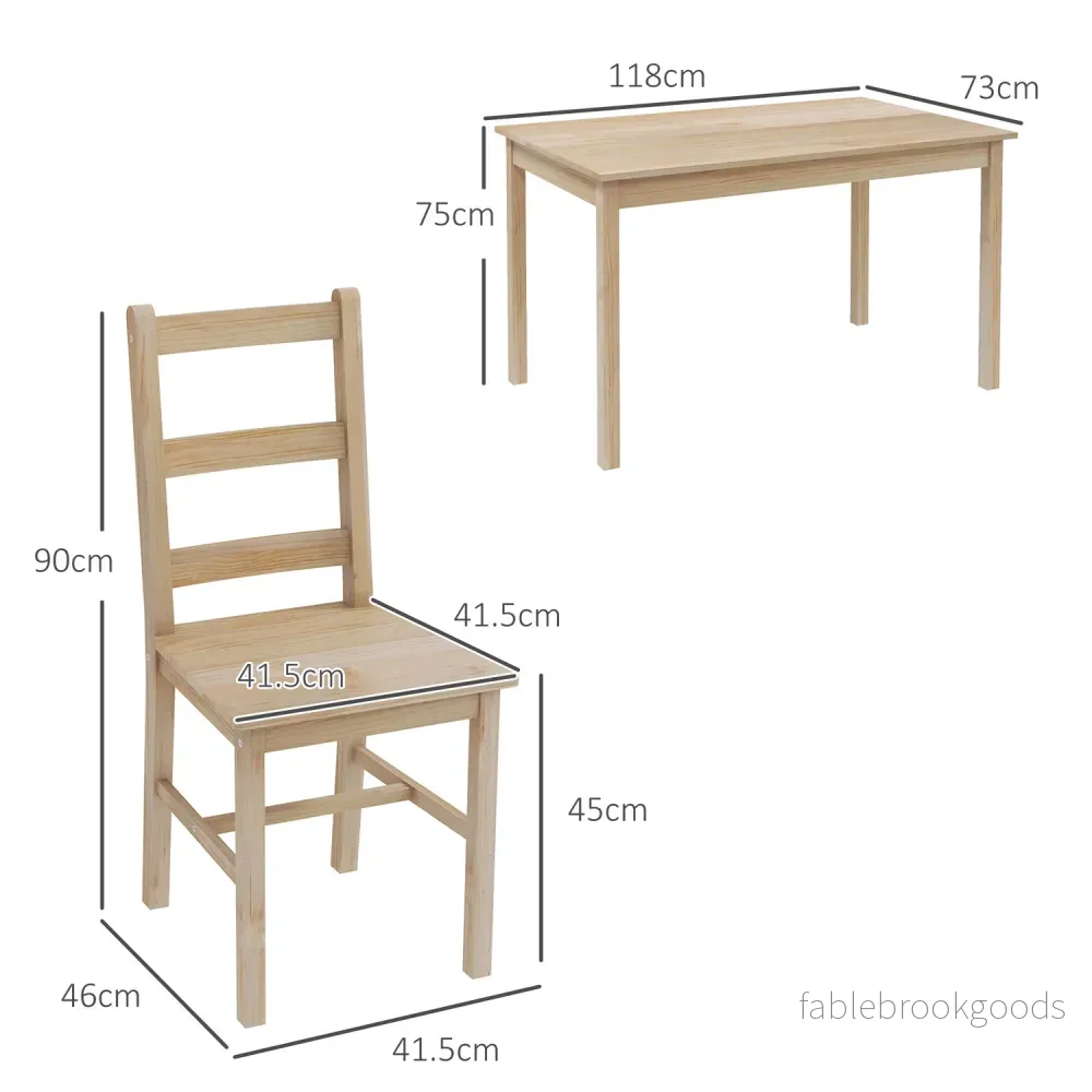 5-delad matsalsset i massivt trä, platsbesparande design - Bild 3