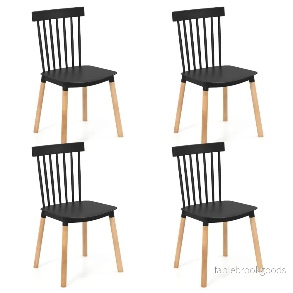 Set – med matstolar spindelryggar och böjda säten armlösa – 4 – Svart