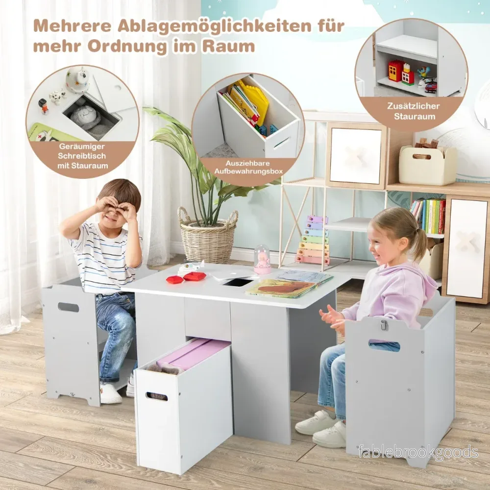 delat – set med bord och stolar för barn i stapelbara – 3 4 1 2 – Grå - Bild 3