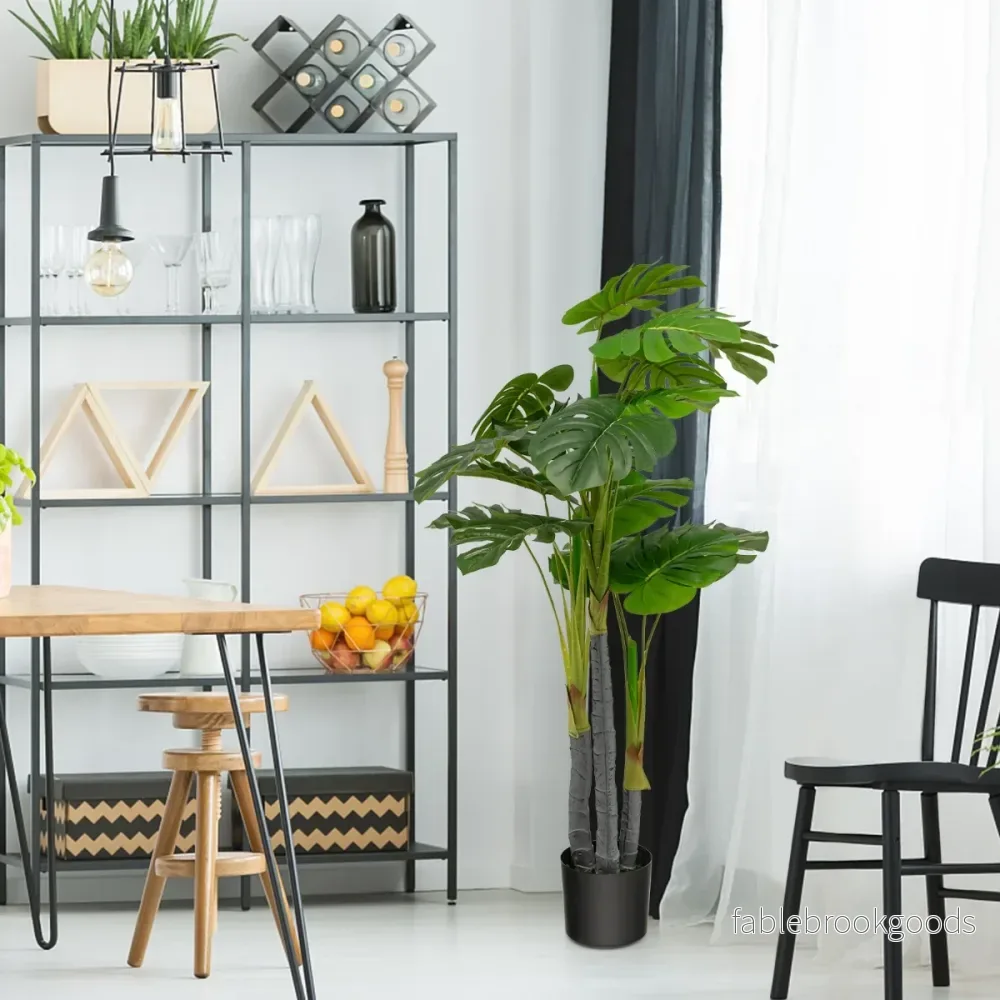 Högt – konstgjordt träd Fake Monstera Deliciosa Plant Green – 120 cm – Grön - Bild 3
