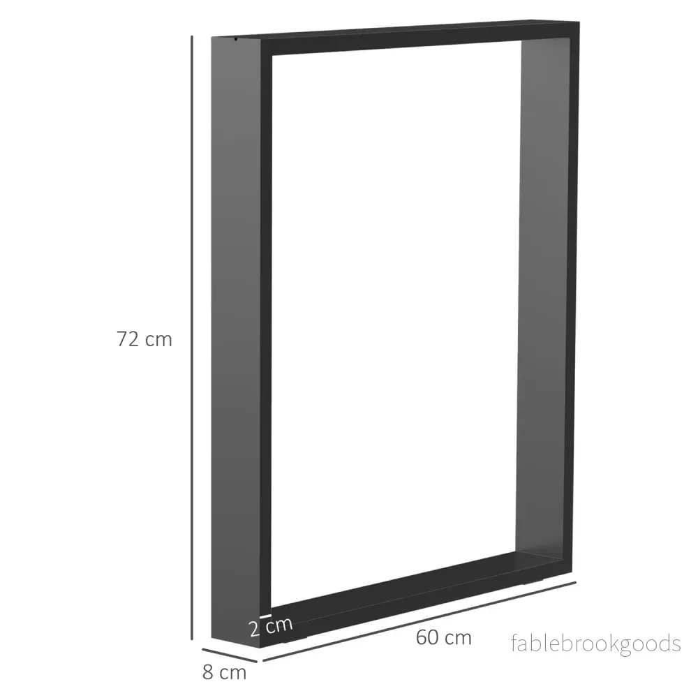 Svart bordsbensset i stål – fyrkantiga profiler, 60x72 cm - Bild 3