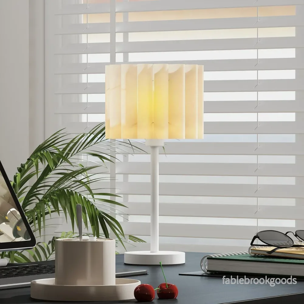 Bordslampa i retrostil, vit plastskärm, E27-sockel - Bild 2