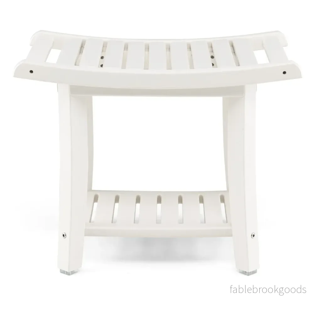 Duschbänk – Vattentät duschpall med böjd sits – 60,5 x 34 x 48 cm – Vit