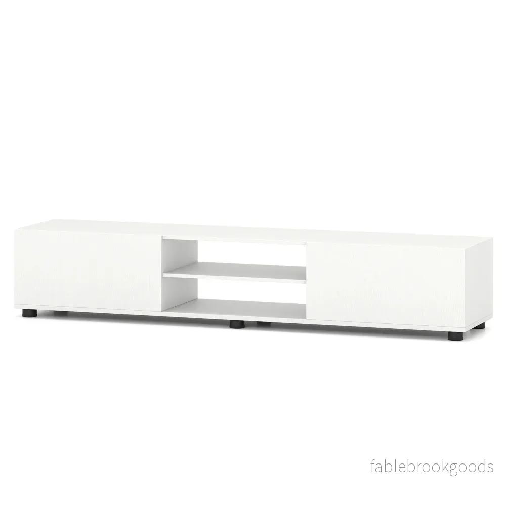 TV skåp – kommod för upp till tum med dörrar och öppna hyllor – 70 2 2 160 x 35 x 30 cm – Vit