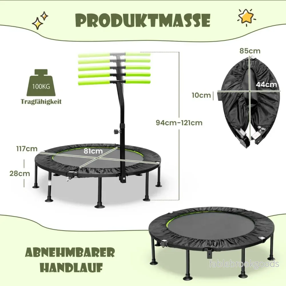 Hopfällbar – ministudsmatta med höjdjusterbart handtag Barnstudsmatta – Ø 110 cm – Grön - Bild 2