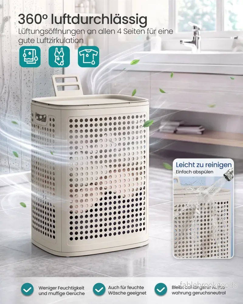 Wasmand - 42,5 x 33 x 57 cm - 75 liter - cappuccino beige - maximaal 10 kg - Bild 3