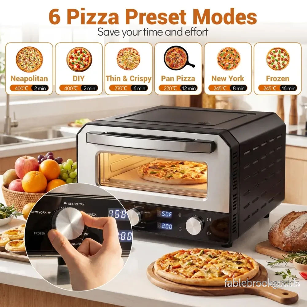Elektrisk – inomhus pizzaugn Bords för pizzor med förinställningar – 30 cm 6 – Svart - Bild 3