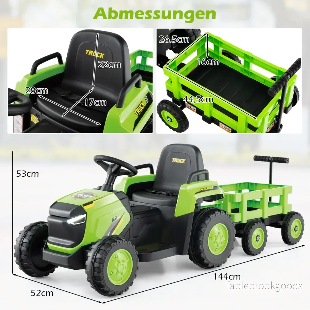 Barn – Glidtraktor Elektriskfordon med avtagbar Trailor och Fjärrkontroll Glidbil – Grön - Bild 2