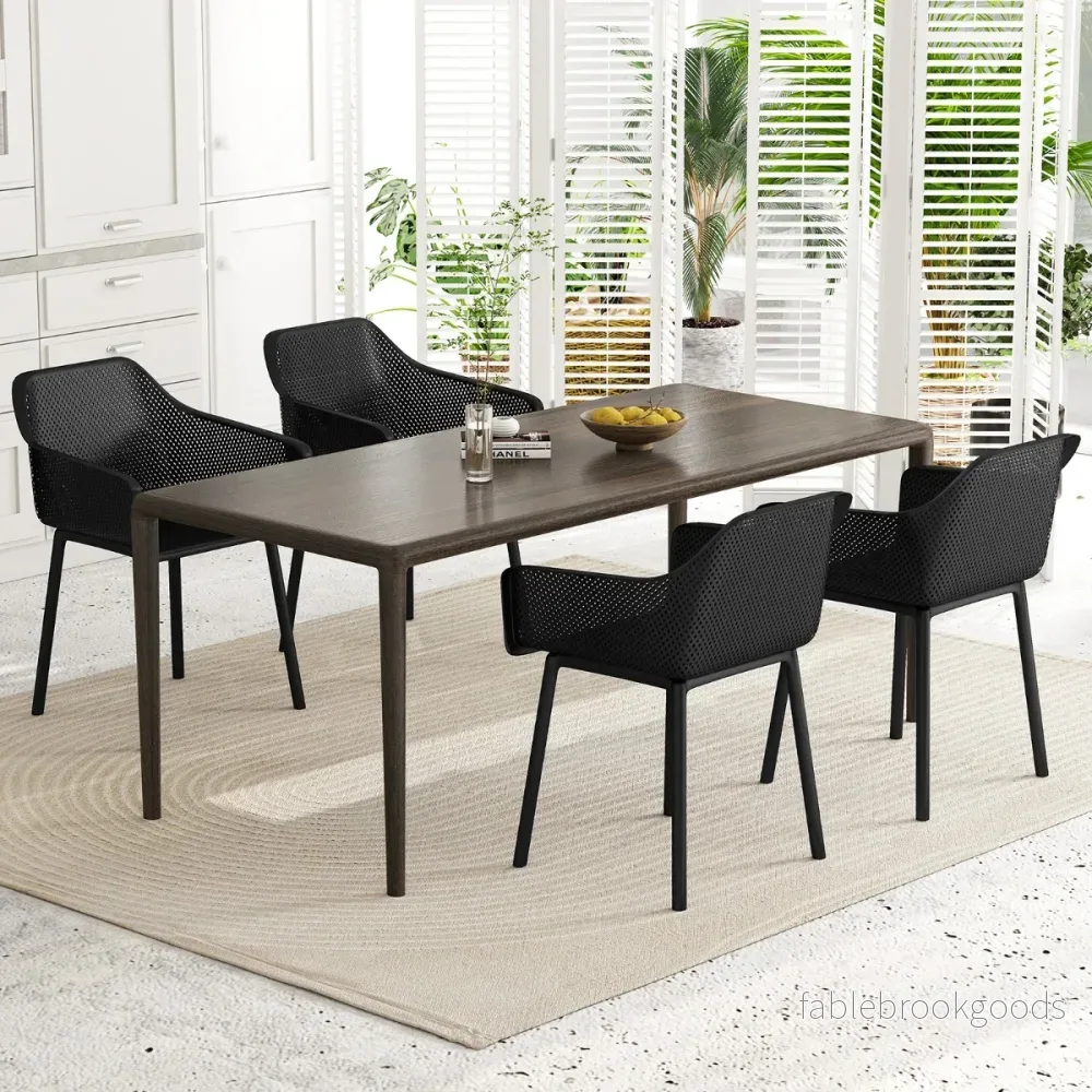 Pack – Plast Esszimmarestaurangstolar Set Köksstol Med Andningsaktiv Nät Ryggstöd och Bred Sittplats – 2 – Svart - Bild 3