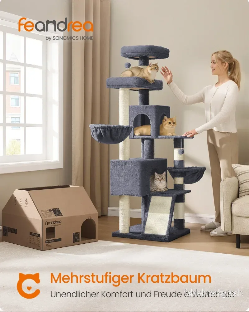Krabpaal - 174 cm - Groot Platform - Dubbele Grot - Donkergrijs - Bild 2