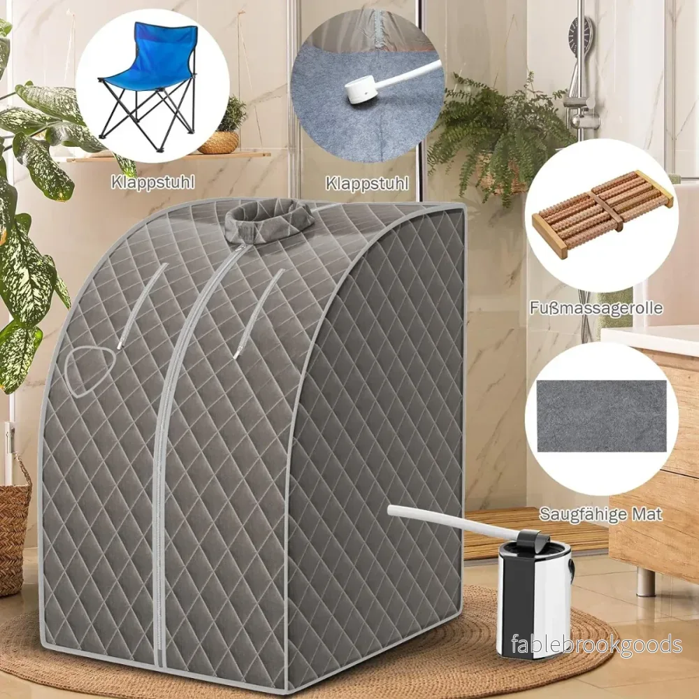 Bärbar – ångbastu 3L 1000W Mini hemmabastu med justerbara temperaturer – 9 78 x 87 x 101 cm – Grå - Bild 2