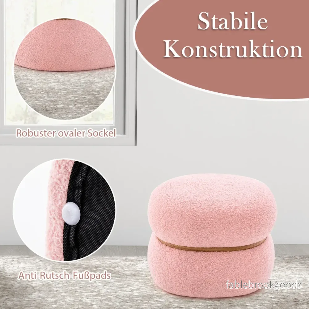 Oval – pall med halkfria fotkuddar Vadderade gjord av sherpa – 44 x 35 x 35 cm – Rosa - Bild 3