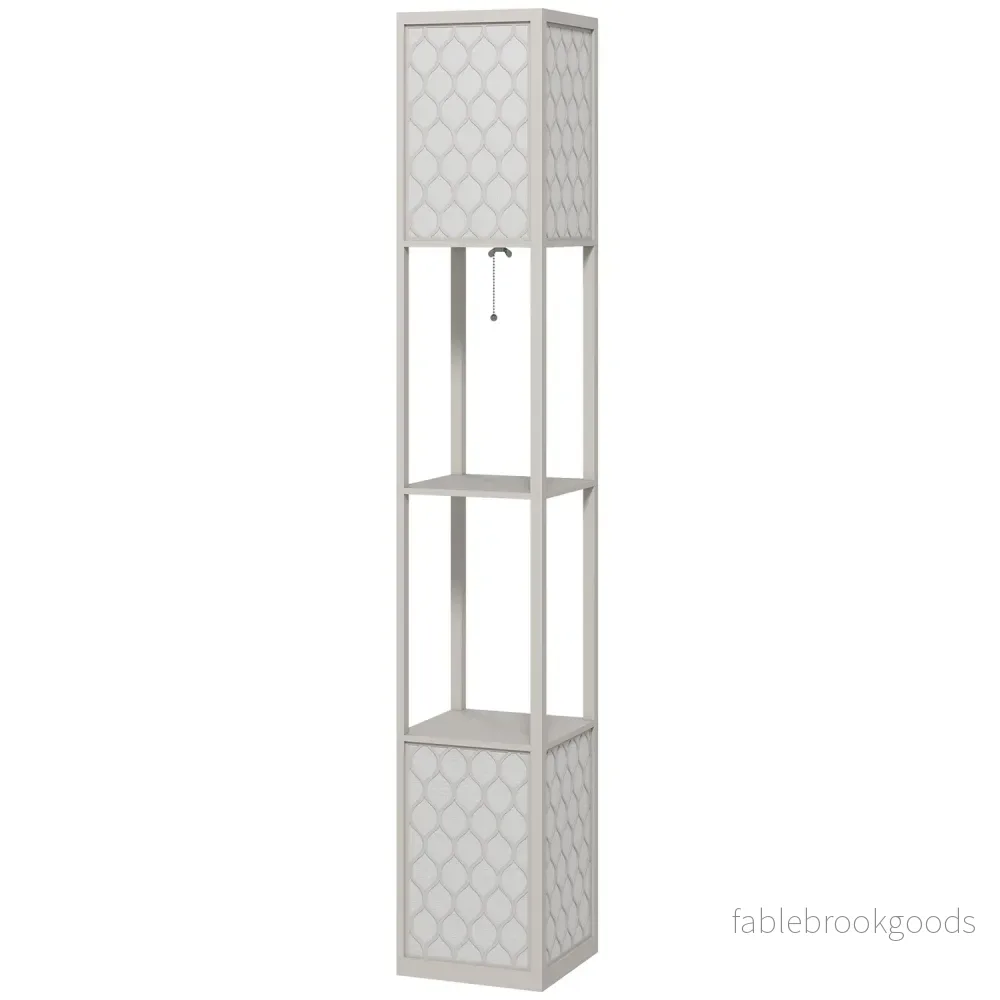 Modern golvlampa med hyllor, dragkedja, svart/vit