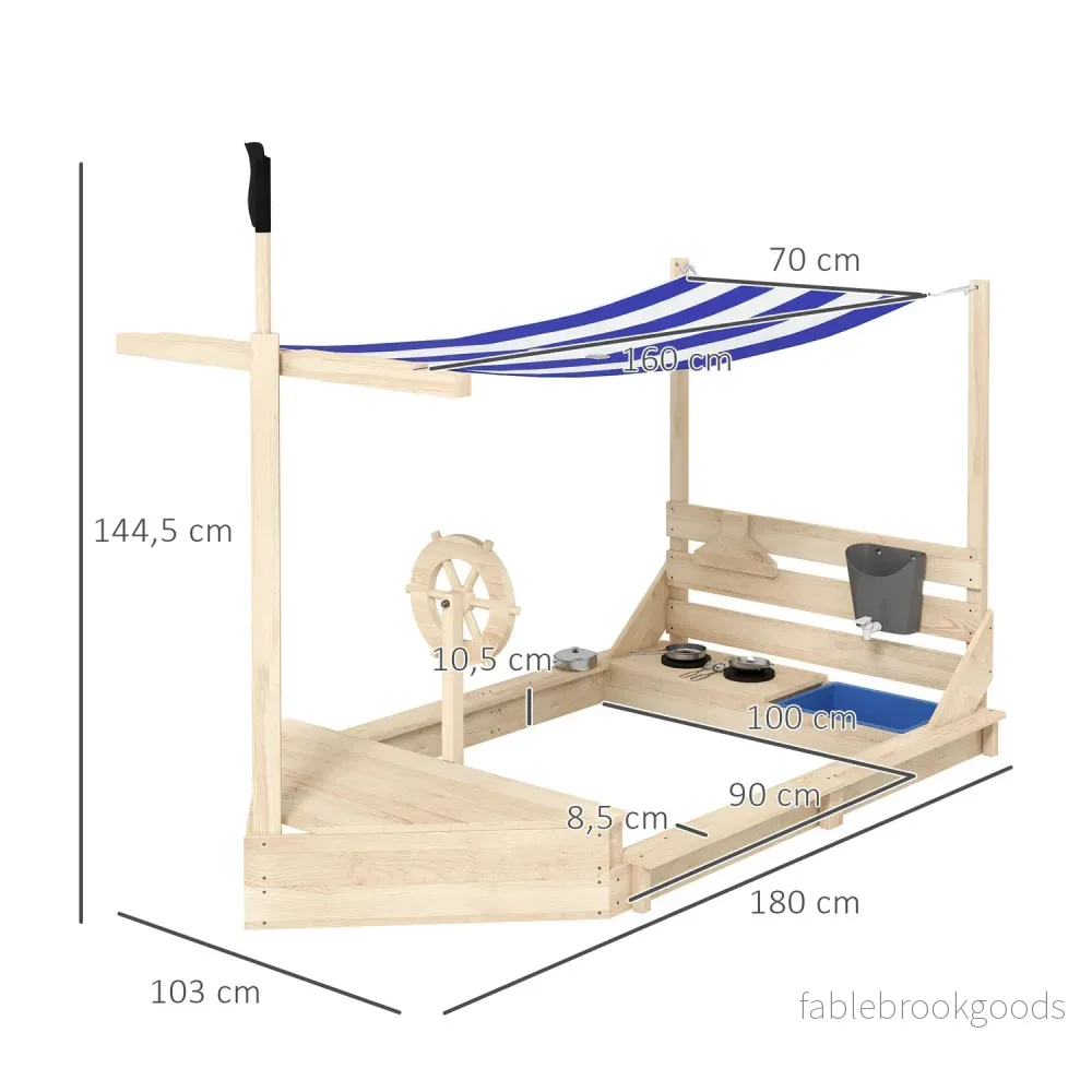 Sandlåda av trä med lock – Skeppsdesign, 180x103x144,5 cm - Bild 3