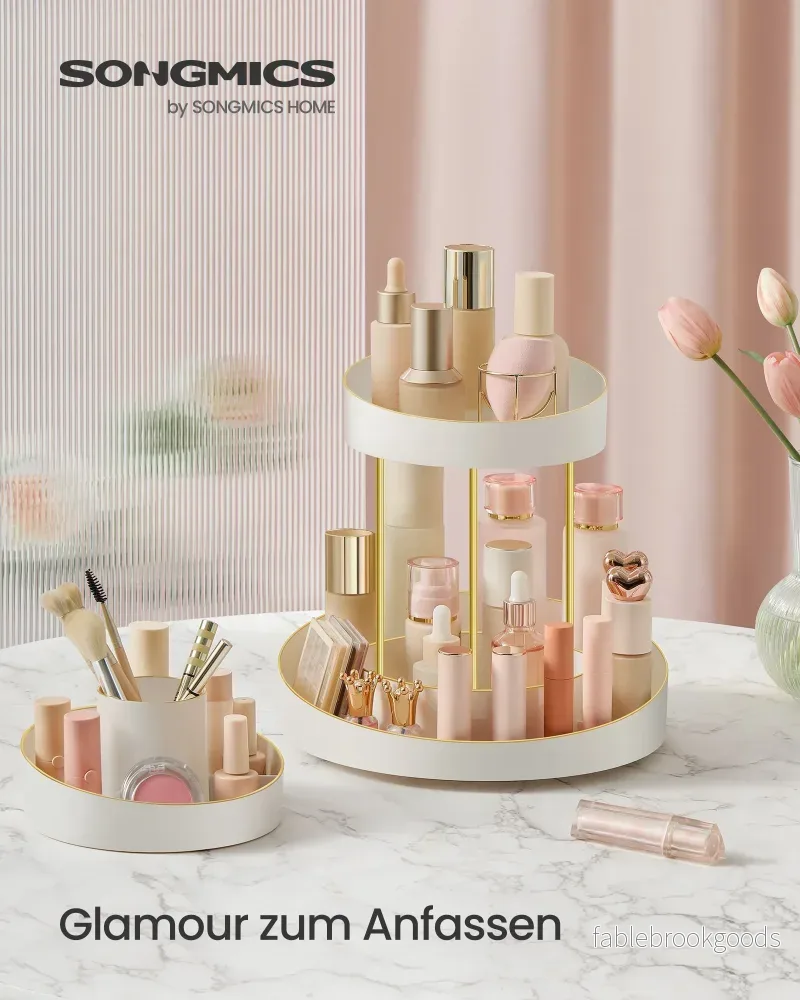 Make-Up Organizer Roterbar med extra bricka Vitguld - Bild 2