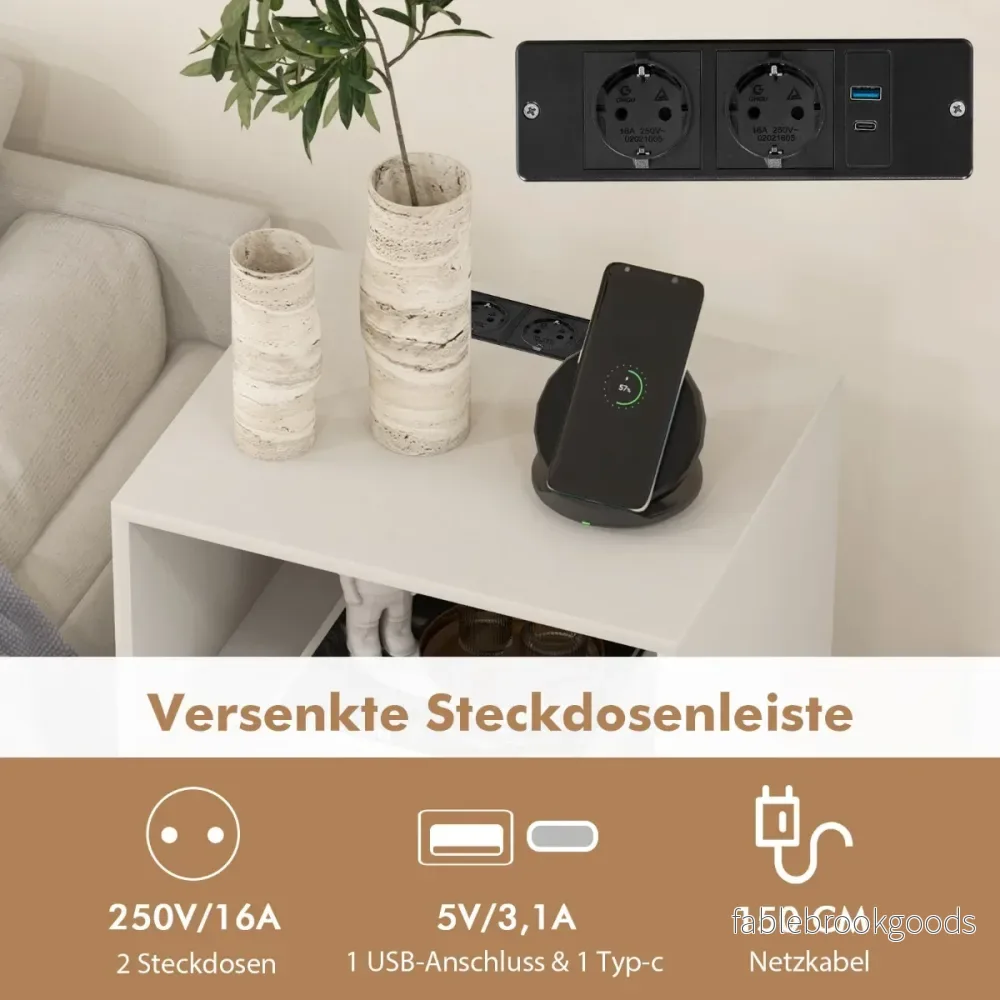 Skivspelarställ – med laddstation vånings skivstativ – 3 48 x 40 x 88 cm – Vit - Bild 2