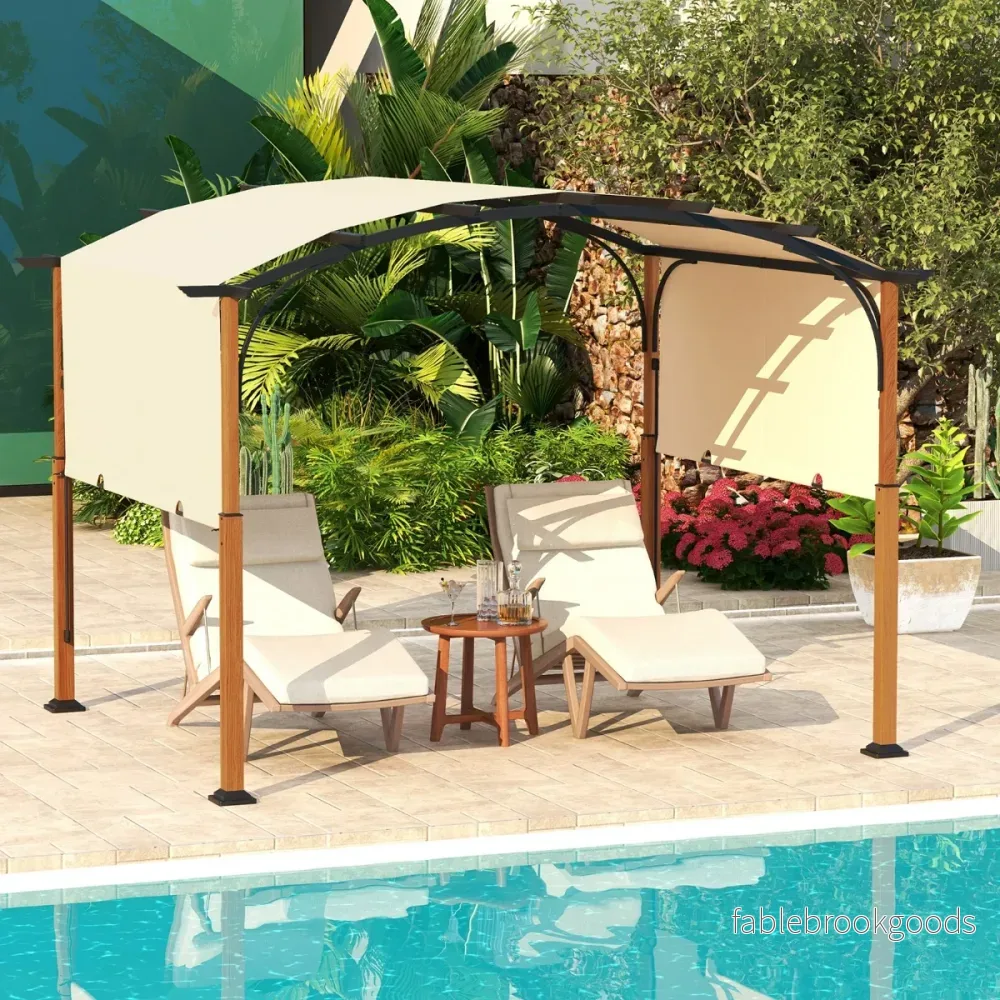 Pergola – med utdragbart tak Vattentät Stabil Vintertät Paviljong – 3,6 x 3 m – Beige - Bild 3