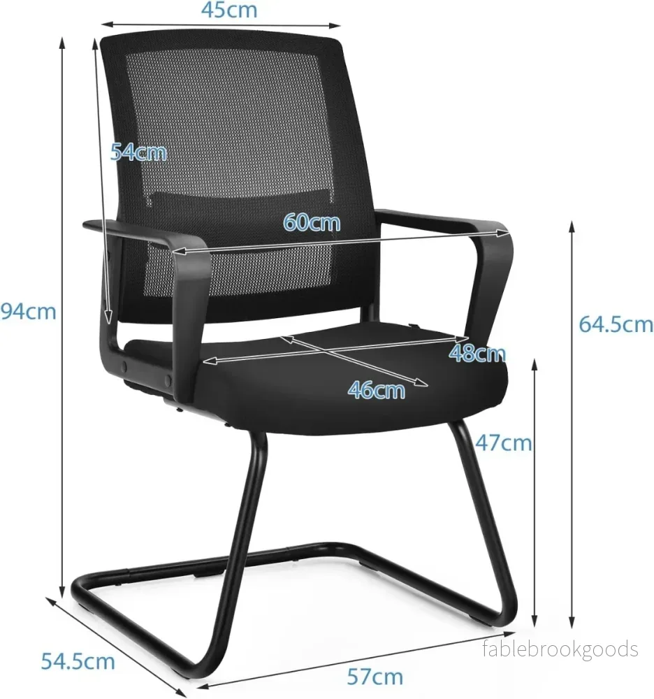 Set – med mesh kontorsstolar ryggstöd upp till lastkapacitet – 2 136 kg 60 x 54,5 x 94 cm – Svart - Bild 3