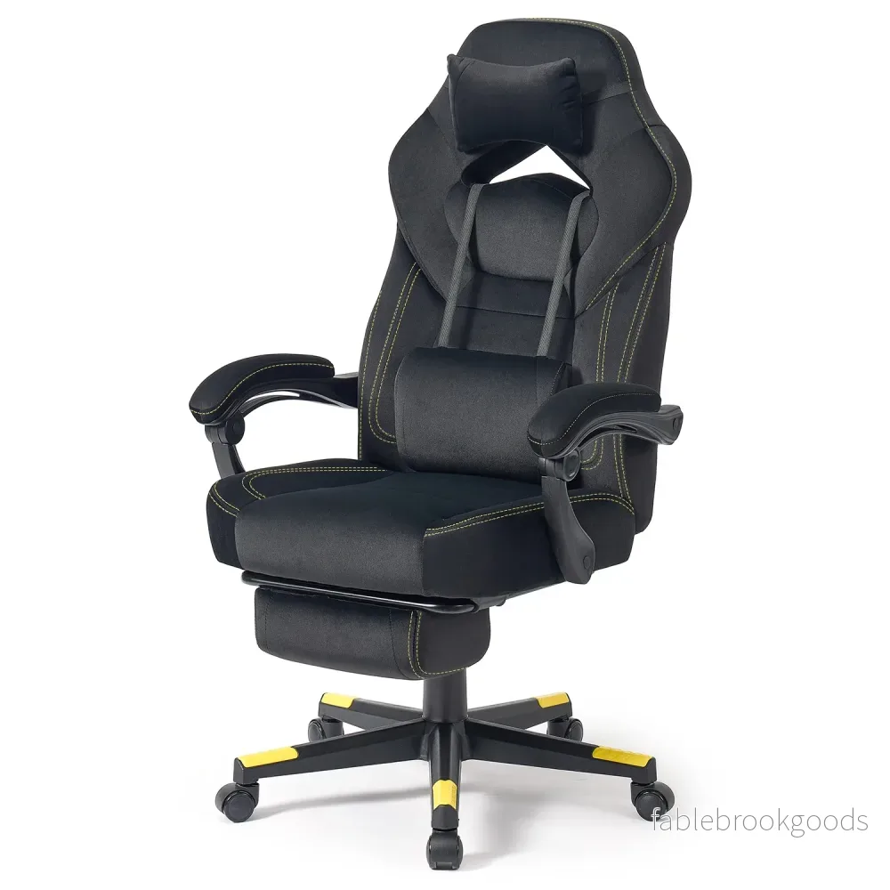 Gamingstoel – Ergonomisch – Met Voetensteun – Verstelbare Hoofdsteun – Zwart Gamingstoel – Ergonomisch – Met Voetensteun – Verstelbare Hoofdsteun – Zwart