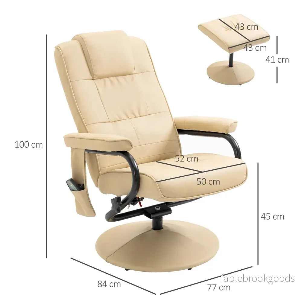 Liggande massagestol med pall – konstläder, kräm - Bild 3