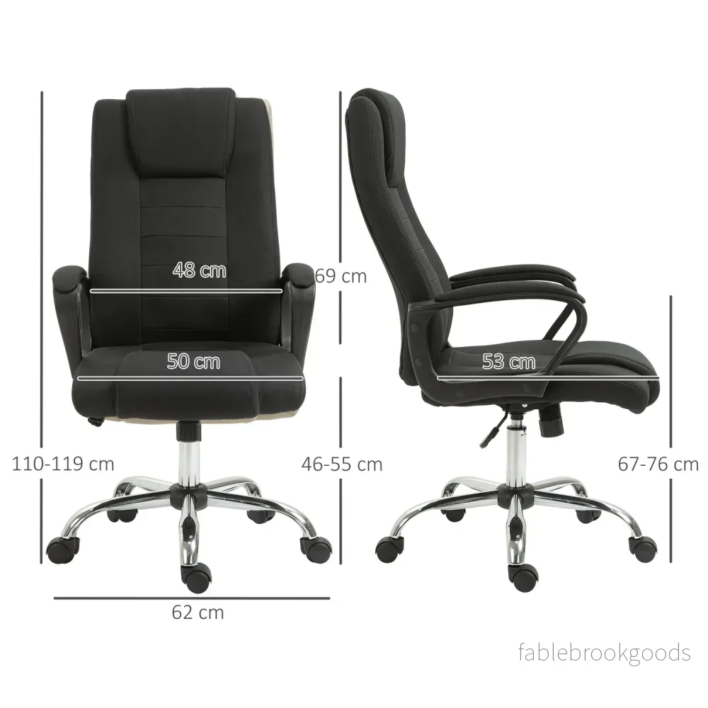 Ergonomisk svart kontorsstol med nackstöd, höjdjusterbar - Bild 3