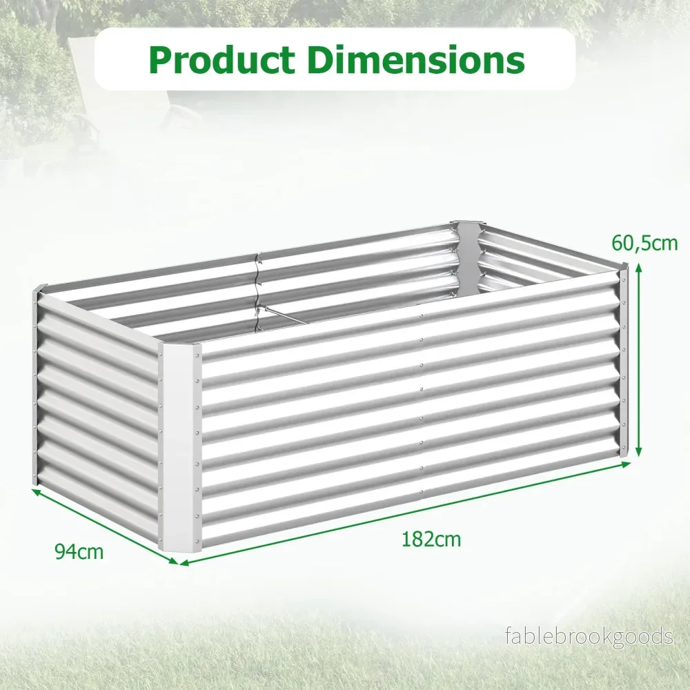 Metallhögbädd, – rektangulär planteringslåda av galvaniserad plåt med öppen botten – 181,5 x 94 x 60,5 cm - Bild 2